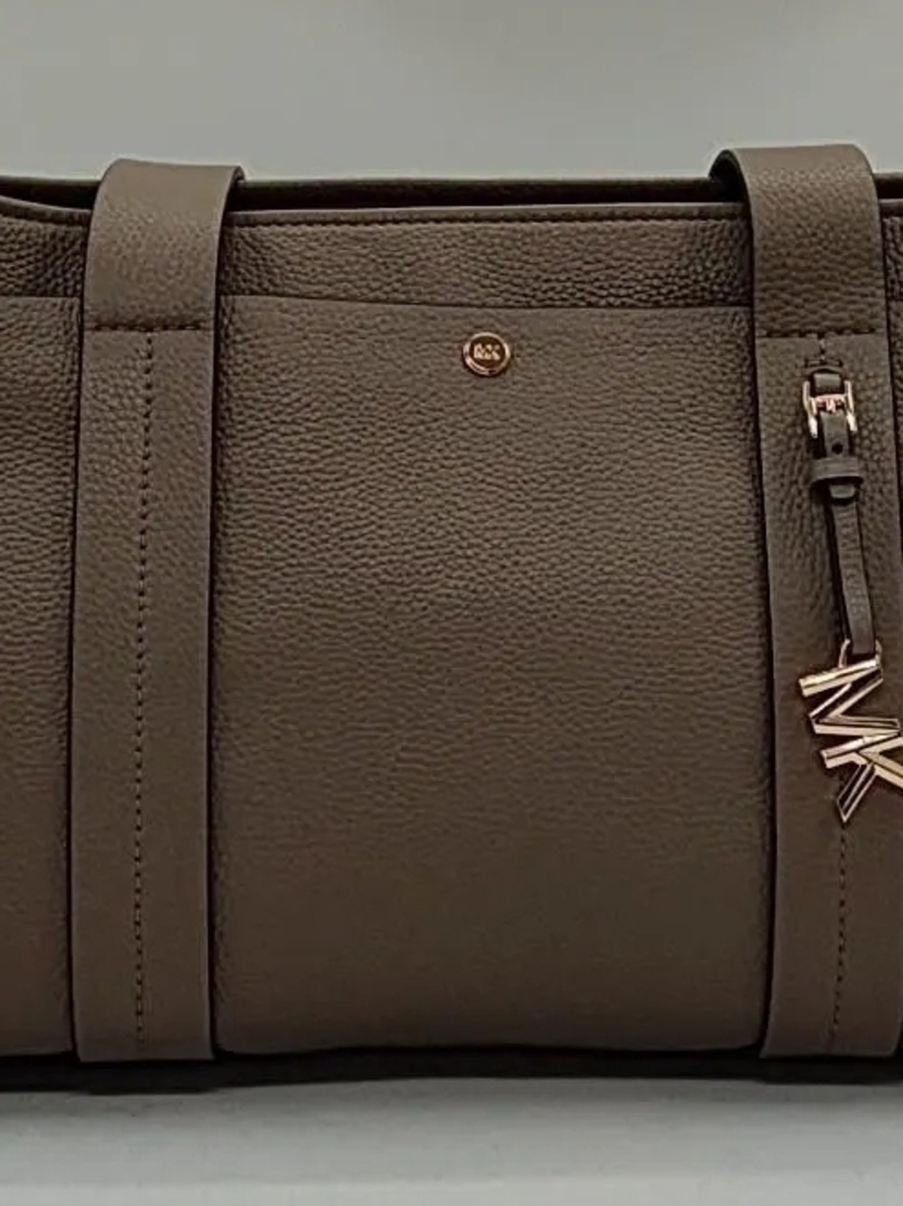 Michael Kors Dark Brown Pebbled Leather Tote with MK Charm